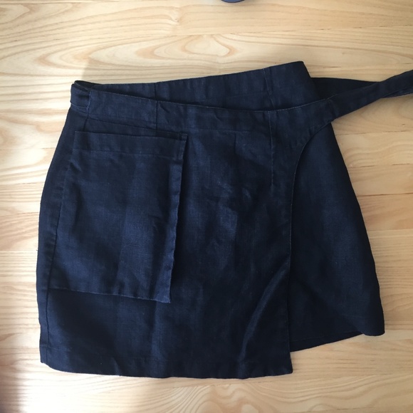 MAGGIE JAYNE Linen wrap mini skirt S - Picture 5 of 8